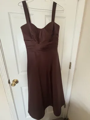 Brown Alfred Angelo satin midi dress thumbnail 3
