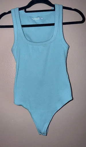 Abercrombie & Fitch Sky Blue Ribbed Scoop Neck Bodysuit thumbnail 1
