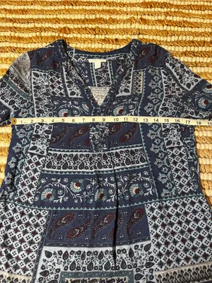 Charter Club Patterned Navy Blue paisley patchwork Peasant Top - Women thumbnail 5