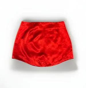 ZARA Red Satin Effect Mini Skirt High Waisted Skirt Curved Hem Womens Size Large thumbnail 2