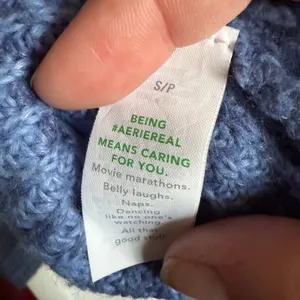 5/$65 Aerie Womens Sweater Sz S‎ Blue Funnel Neck Quarter Zip Green Stripe thumbnail 9