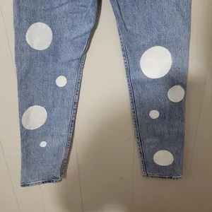 Levi’s Wedgie Straight Jeans Women’s Size 25 White Polka Dot Light Wash thumbnail 8