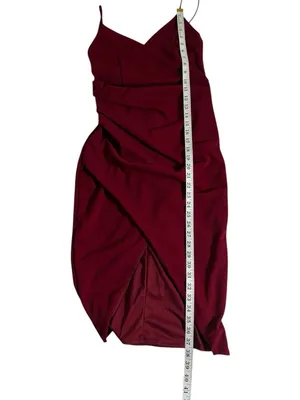 Lulu's Burgundy Midi Pencil Skirt with Front Slit thumbnail 7