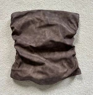 SHEIN brown leather going out top thumbnail 1