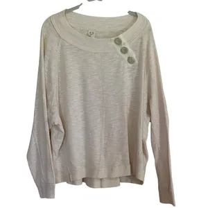 We The Free Free People Long Sleeve Top Womens L Cream Button Detail‎ Slouchy thumbnail 3