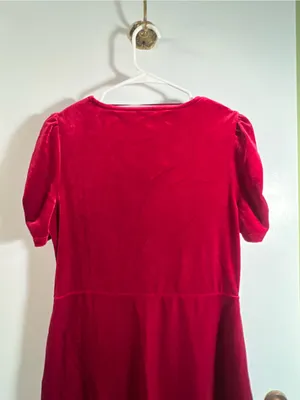 Time and Tru Womens Size Medium 8-10 V-Neck Puff Sleeve Velvet Velour Mini Dress thumbnail 10