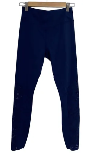 Varley Navy Blue Laser Cut High Rise Full Length Leggings Pants Womens XS Gym thumbnail 1