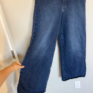FRAME Le Slim Palazzo High Rise Wide Leg Jeans Thunderstorm Blue 31 Denim Chic thumbnail 3