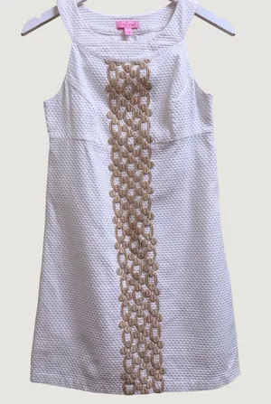 Lilly Pulitzer Shift Dress Resort White Size‎ 0 Seersucker Preppy Cruise- FLAWED thumbnail 1