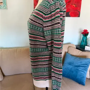 Talbots Multicolor Fair Isle Wool Nylon Lamb Wool Stripe Crew Sweater L thumbnail 4