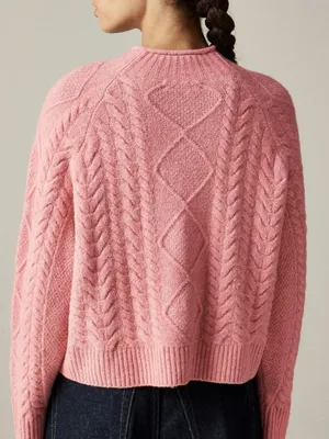 J. Crew Cable-knit Rollneck‎ Sweater in Supersoft Yarn Size Small Dusty Pink thumbnail 2
