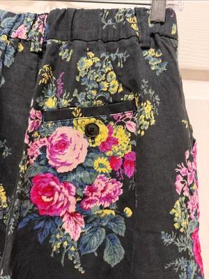 Maeve by Anthropologie Avery Black Floral Rose Wide-Leg Pants Linen Trousers XS thumbnail 8