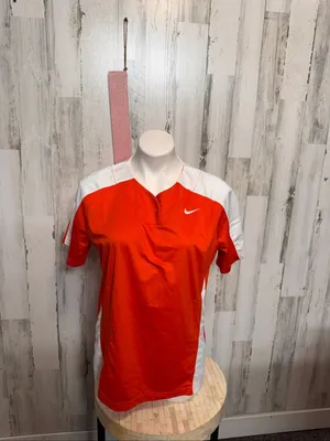 Nike Team Softball Jersey Shirt Womens L Orange White Colorblock Dri-Fit Top thumbnail 2