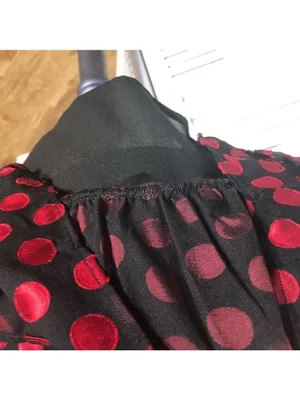 Lovers and Friends Mini Dress ruffle Red Polka Dot Parisian cocktail whimsical M thumbnail 12