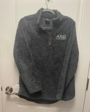 Miami University Alpha Chi Omega fuzzy quarter zip sweatshirt thumbnail 1
