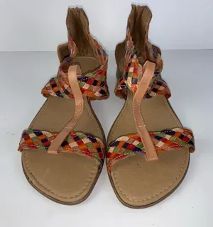 Mexican Huarache sandals colorful straps womens size 8 thumbnail 1