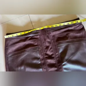Marc New York Burgundy Velvet Faux Leather mini Skirt XL polyester spandex thumbnail 6