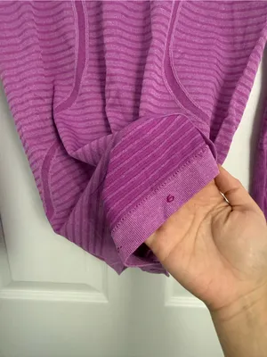 Lululemon Sz 6 Swiftly Tech Long Sleeve Crew Rugby Stripe Tonal Heathered Violet thumbnail 4