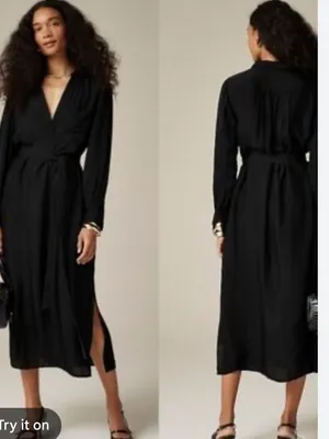 NWT Jcrew Black Midi Long Sleeve Dress thumbnail 2