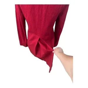 Cabi Celebration Women Jacket Coat Size S Red Houndstooth Ruffle Button Front thumbnail 5