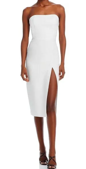 Bellavia Bow Back Midi Strapless Sheath Dress White, Size M NWT thumbnail 1
