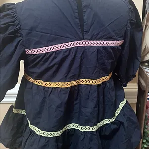 English Factory Navy Top with Multicolor Accents thumbnail 6