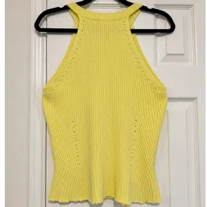 Lilly Pulitzer Estee Yellow High Neck Halter Sweater Knit Tank Top Medium thumbnail 3