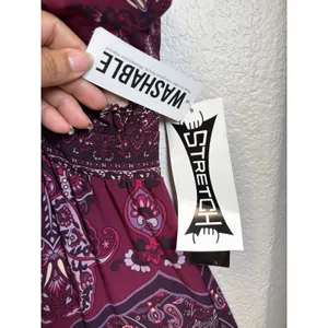 Snap Womens Paisley Halter Maxi Dress Burgundy Purple Size L NEW thumbnail 5