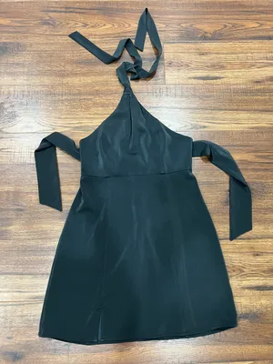 Urban Outfitters Satin Halter Minidress Black Sz S thumbnail 1