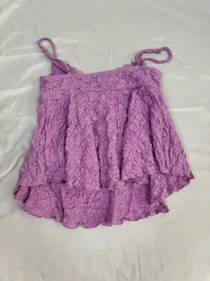 Urban Outfitters Purple Floral Lace Babydoll Cami Top Small Boho Ruffle Strappy thumbnail 2