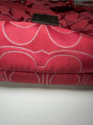 Coach Poppy Ruby Pink Signature C Canvas Tote (Style No. 15389) thumbnail 3