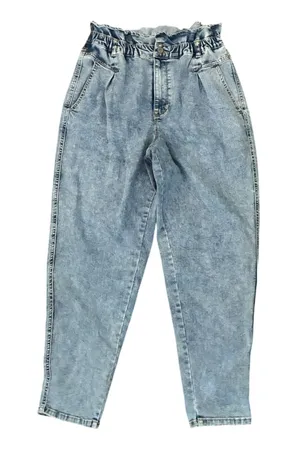 Vintage America Paperbag Waist Jeans High Rise Tapered Stretch Light Wash 12 thumbnail 1