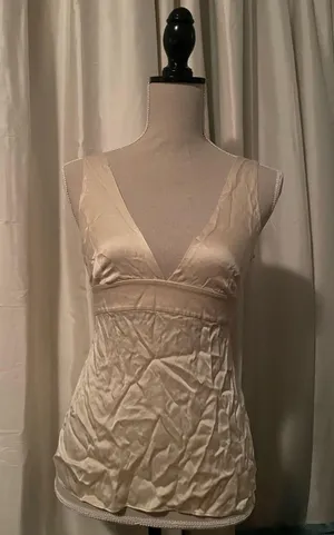 J.Crew Ivory Silk Deep V Cami thumbnail 1