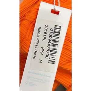 NWT Frankies Bikinis Richie Plisse Dress Orange Cut‎ Out Strapless Mini Size M thumbnail 4