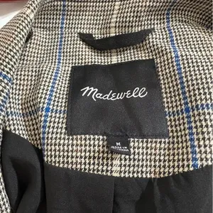 Madewell Riviera Coast Caldwell Double Breasted Plaid Blazer Gray Blue M thumbnail 7