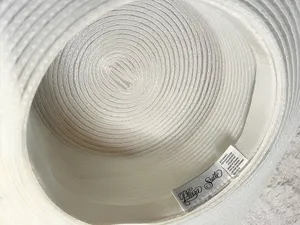 American Vintage Vintage Ivory White Wide Brim Floral Fascinator Derby Hat Wedding Church Bride thumbnail 14