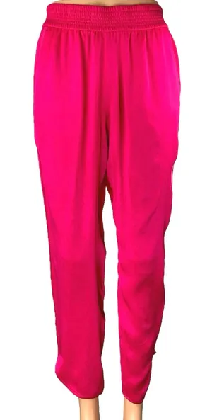 Zara Women's Pink High Waisted Pull On Smocked Trousers Sweat Pants Size XS thumbnail 1