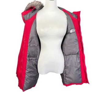 The North Face VTG y2k 800 Fill Down Snorkel Parka Sz XL?Red Faux Fur Belt thumbnail 12