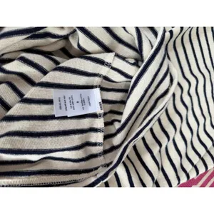 PerfectWhiteTee Striped Cotton T-Shirt Dress Small Cream Navy Short Sleeve USA thumbnail 6