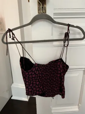 Reformation Heart Print Crop Cami | Burgundy | Size 4 thumbnail 3