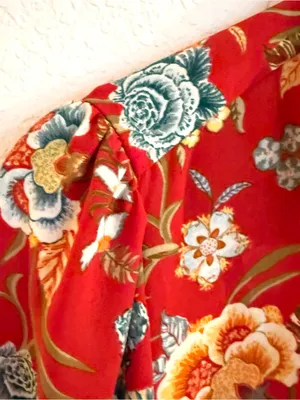 Loft Womens Shirt Blouse Red Floral Button Up Long Sleeve Size Medium thumbnail 8