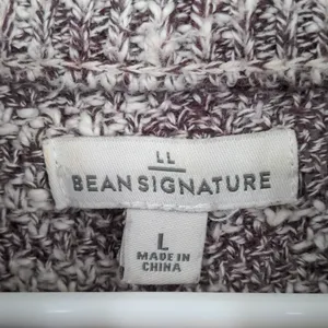 L.L. Bean Signature Cotton Linen Ragg Sweater Size Large Mock‎ Neck Marled thumbnail 4