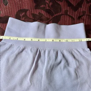 High Waist White Ribbed Women's Shorts thumbnail 3