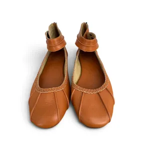 Elf shoes women's 10.5 Bali Muse ankle strap leather ballet flats zip handmade thumbnail 4