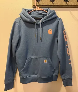 Carhartt Light Blue Crewneck Hoodie with Pink Logo Accents thumbnail 1