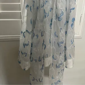 Likely Kia Dress 8 White Blue Organza Floral Flare Tie Back Bridal Bride thumbnail 14