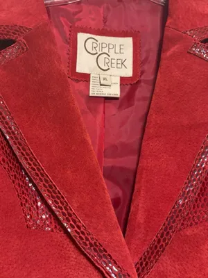 Women's Red Suede Leather Blazer Jacket Size XL thumbnail 2