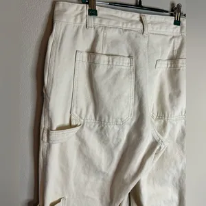 H&M Wide Leg Cream Cargo Pants Size 10 thumbnail 4