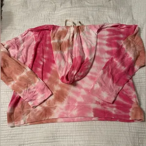 Sundry Marlyn French Terry Knit Hoodie - NWT - Size 4 (XL) Pink Tie Dye thumbnail 6