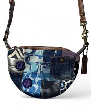 Vintage Coach Denim Sig Patchwork Floral Embroidered Crossbody Purse Bag 10819 thumbnail 1